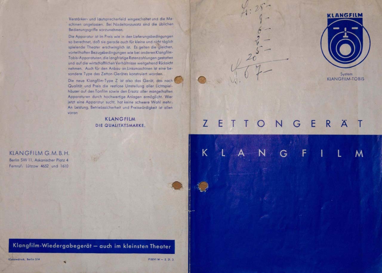 Official brochure of ZETTON apparatus (1931)